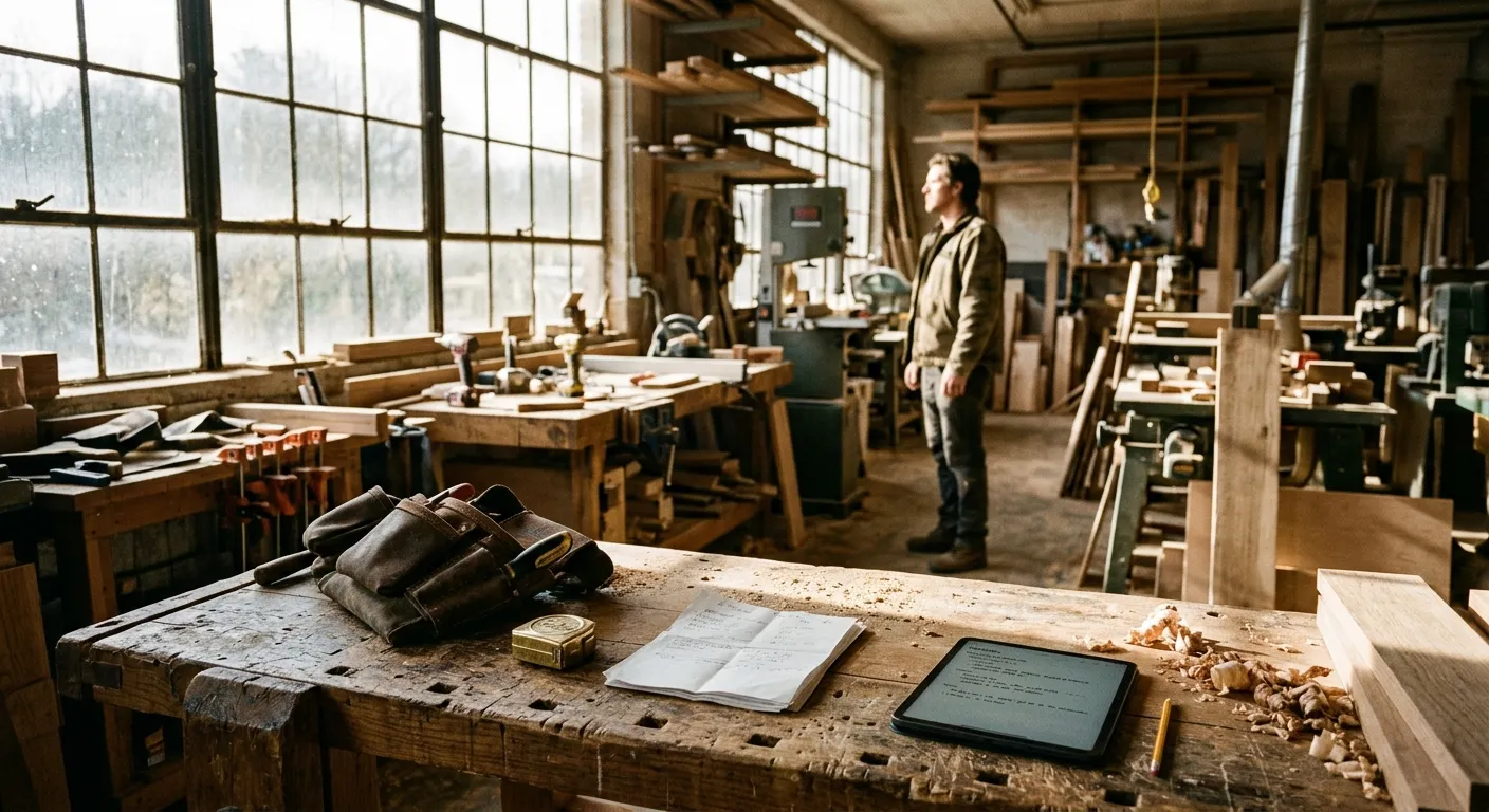 Trade contractor creating digital estimate on tablet