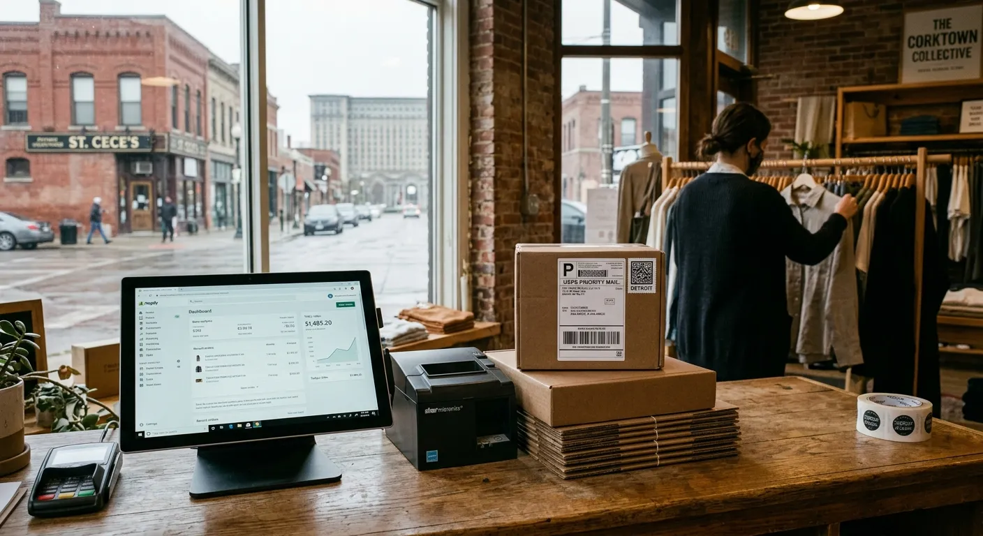 Optimized mobile website loading on a smartphone in a Detroit retail corridor