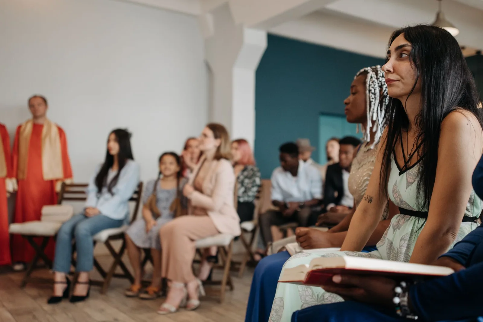 People gathered together during a church service