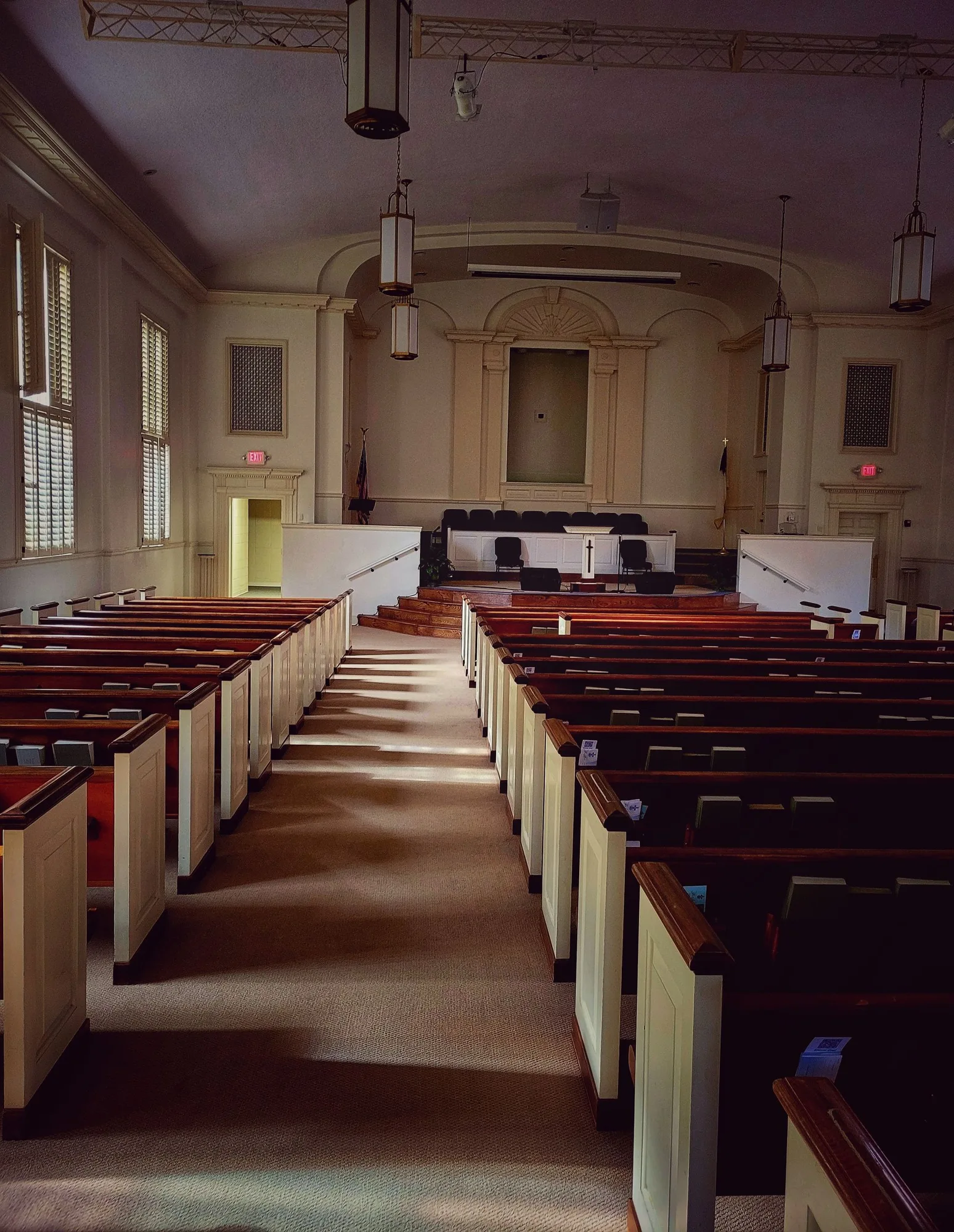 Sunlight in a church sanctuary