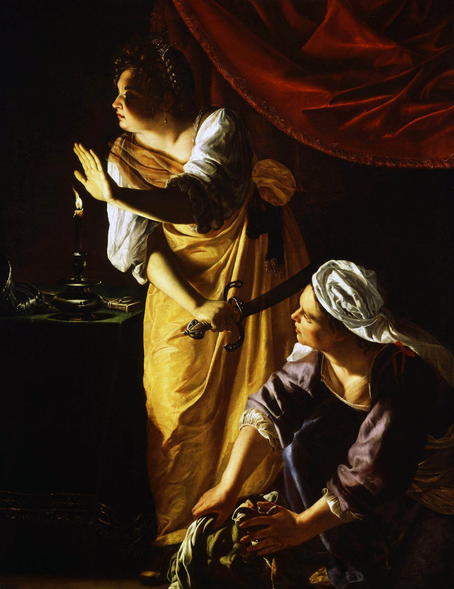 Judith and Her Maidservant with the Head of Holofernes by Artemisia Gentileschi — full reproduction
