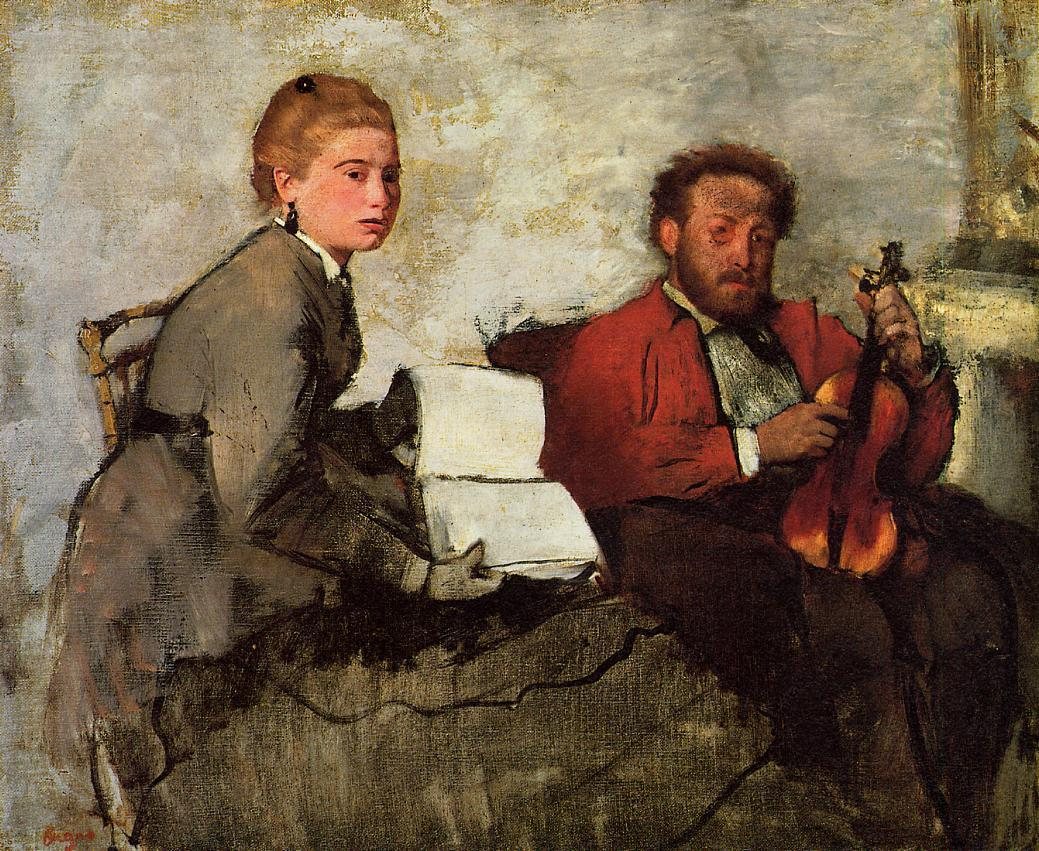 Violinist and Young Woman by Edgar Degas — full reproduction