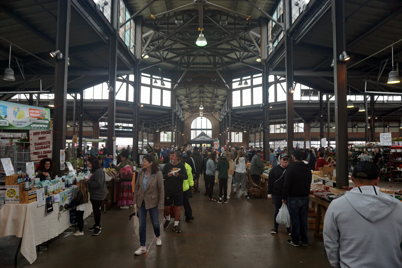 A busy morning inside an Eastern Market shed.