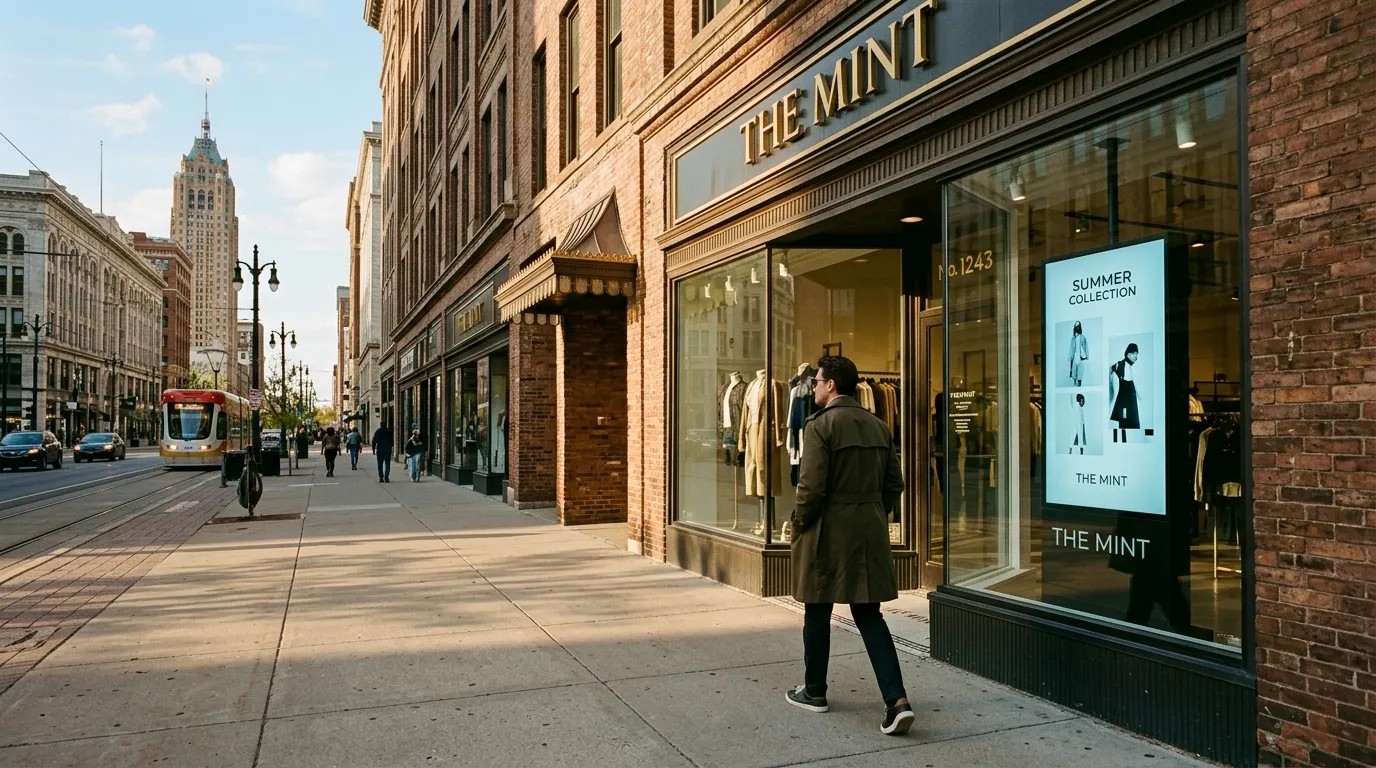 Dynamic digital signage in a modern retail storefront