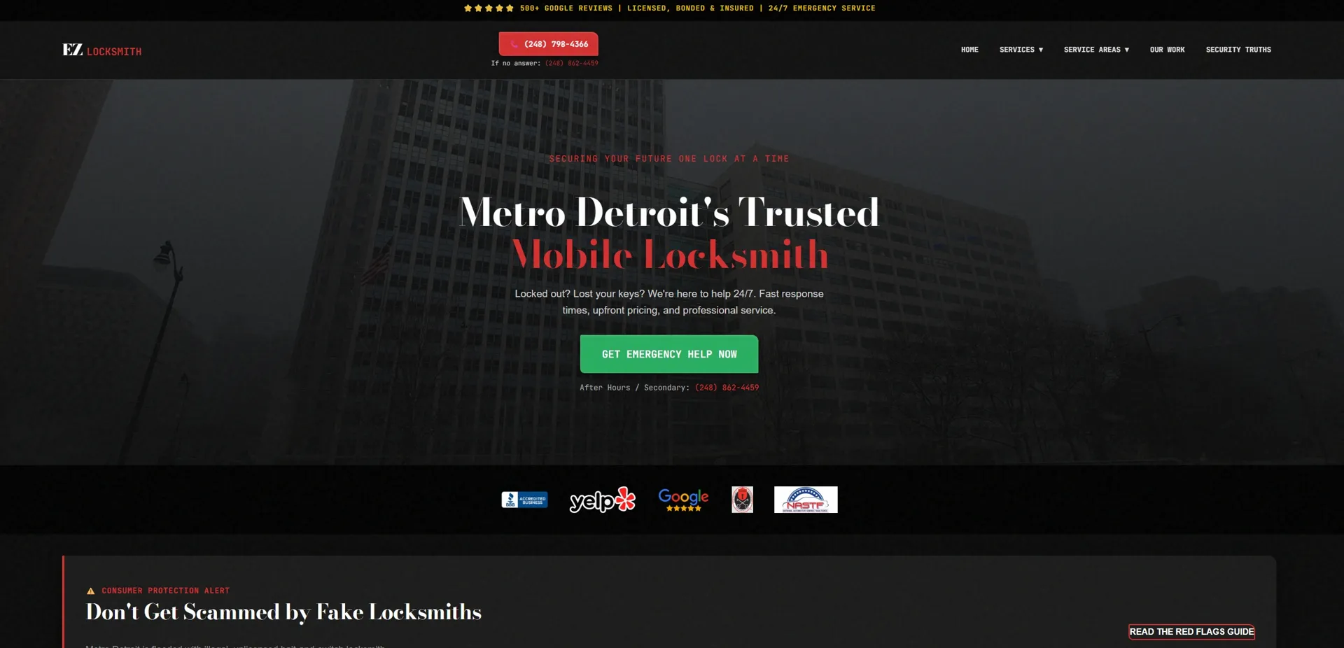 EZ Locksmith website screenshot