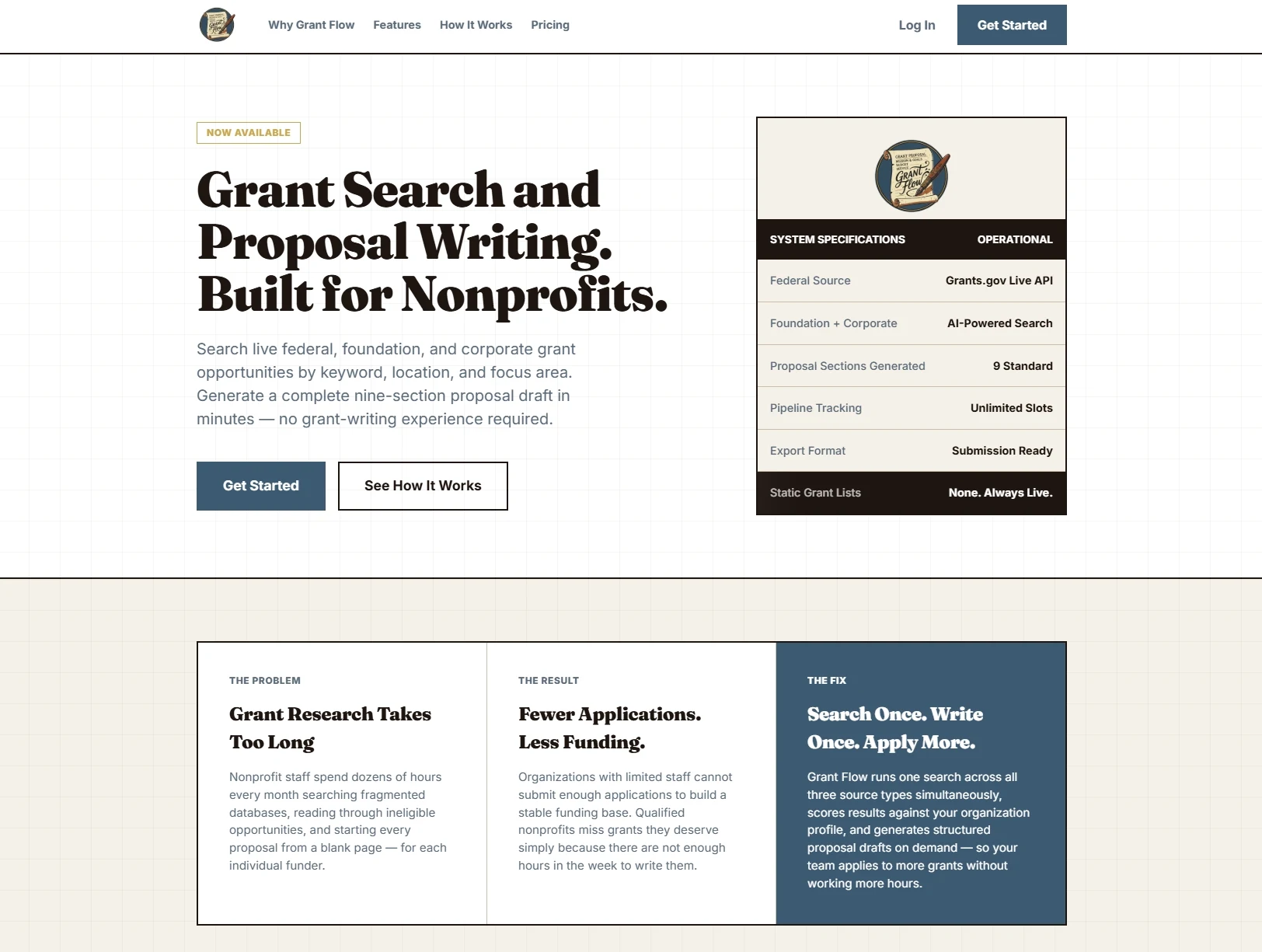 Grant Flow dashboard screenshot