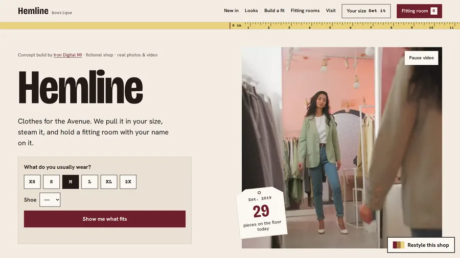 Hemline: a boutique site that checks your size before you drive over