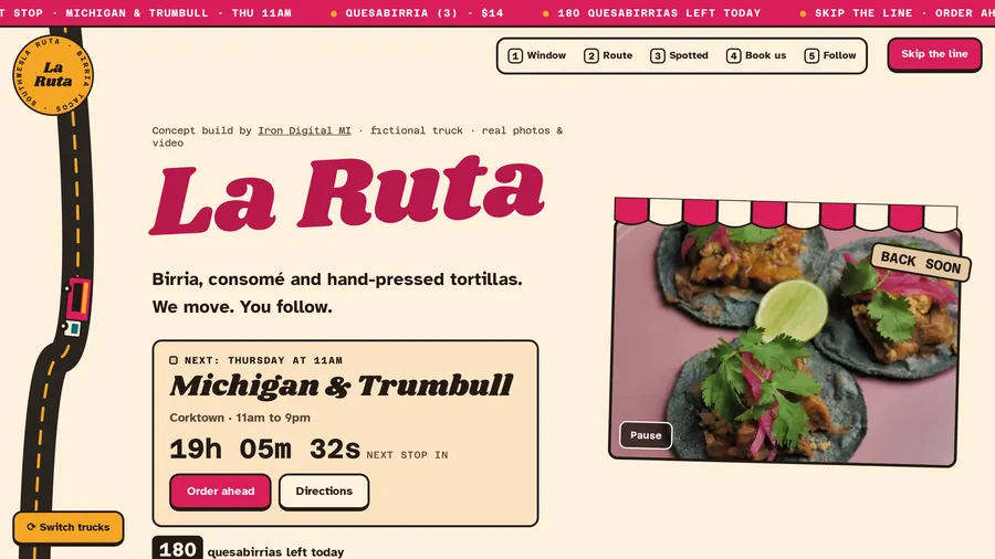 La Ruta: a food truck site that says where it is right now