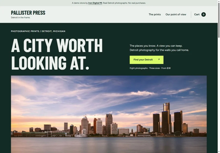 Pallister Press homepage — real Detroit photography and a new visual identity