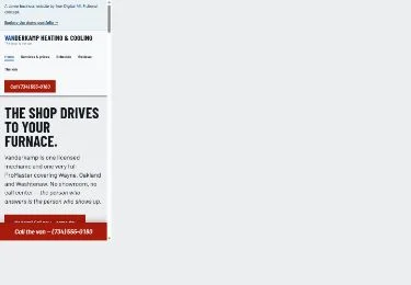 Vanderkamp HVAC mobile homepage design