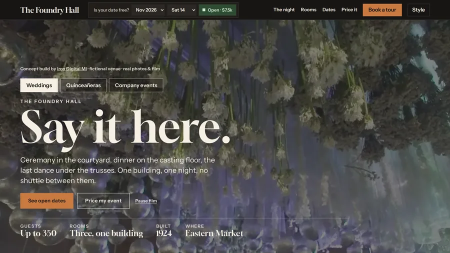 The Foundry Hall: check your date from the header