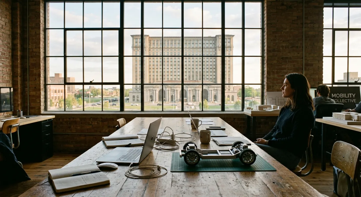 Detroit automotive engineering lab with prototype setups