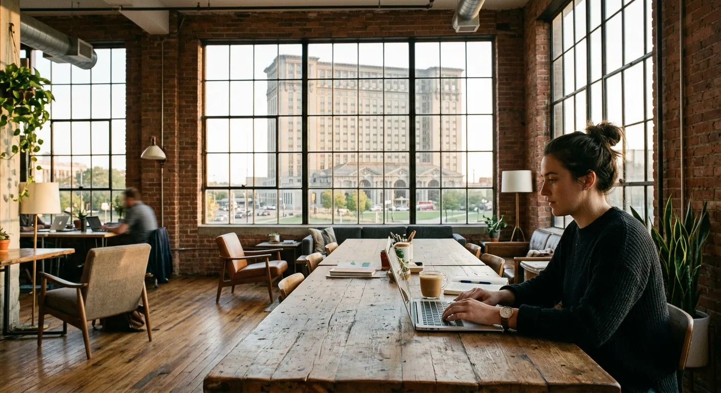 Detroit modern city architecture representing technological shift