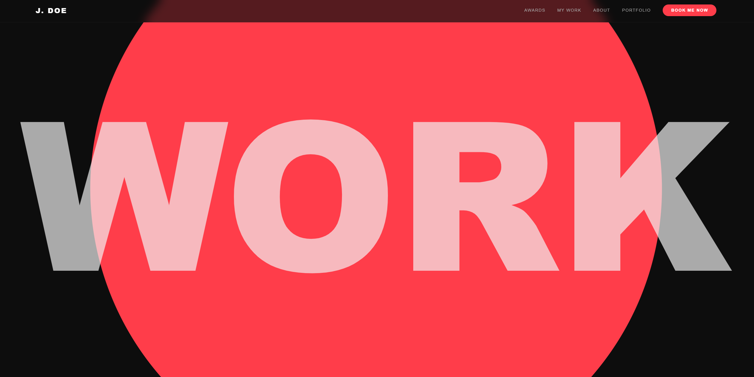 Creative portfolio website homepage design featuring bold typography