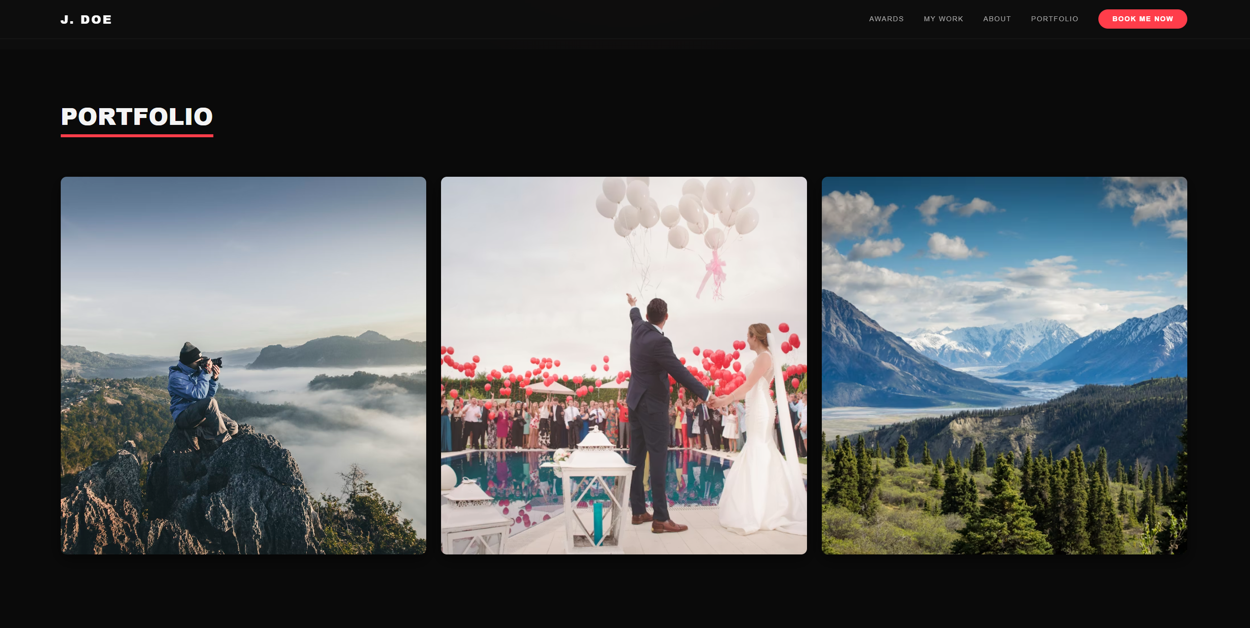 Creative portfolio website contact page and footer design