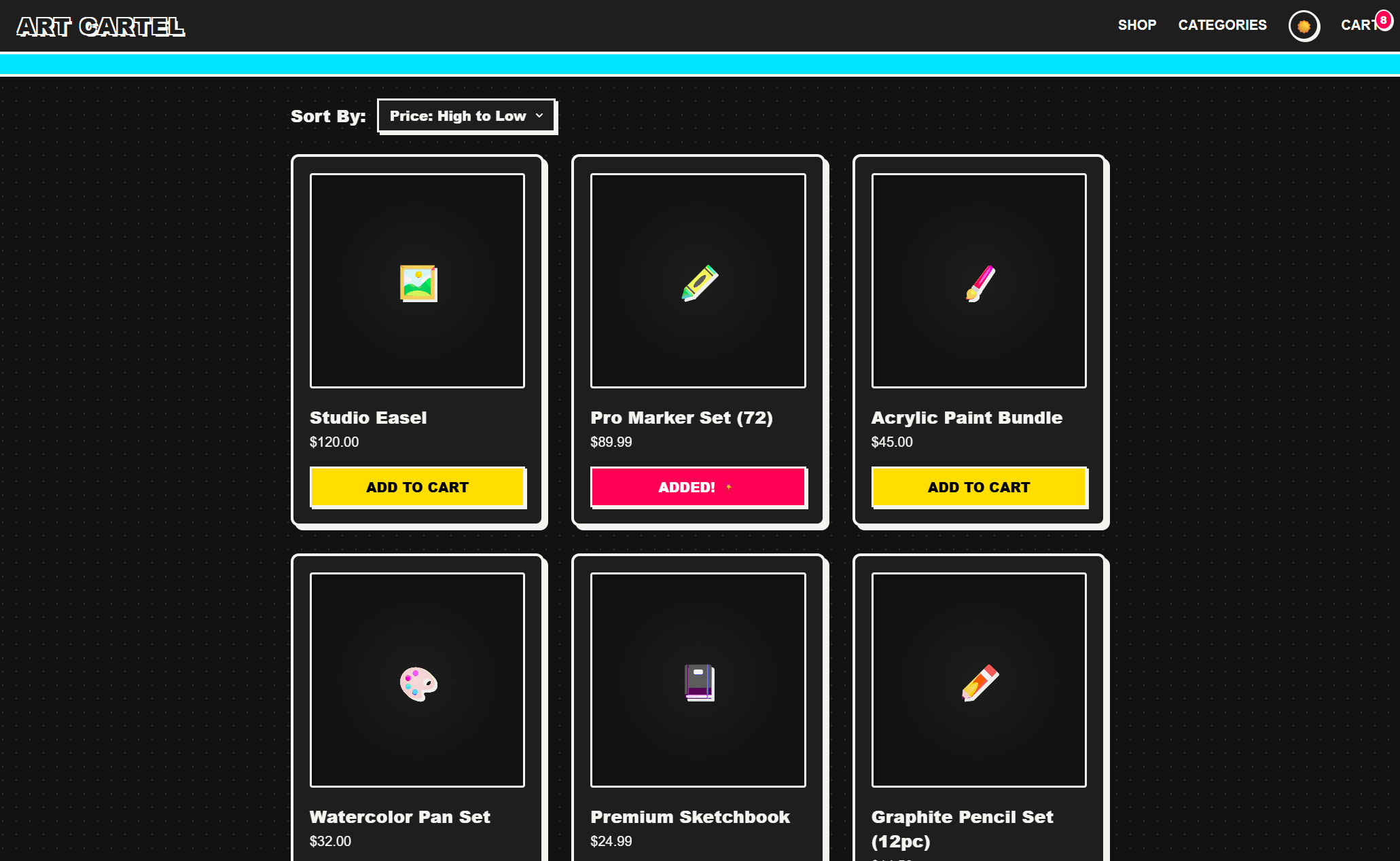 E-commerce sleek product grid and category view layout
