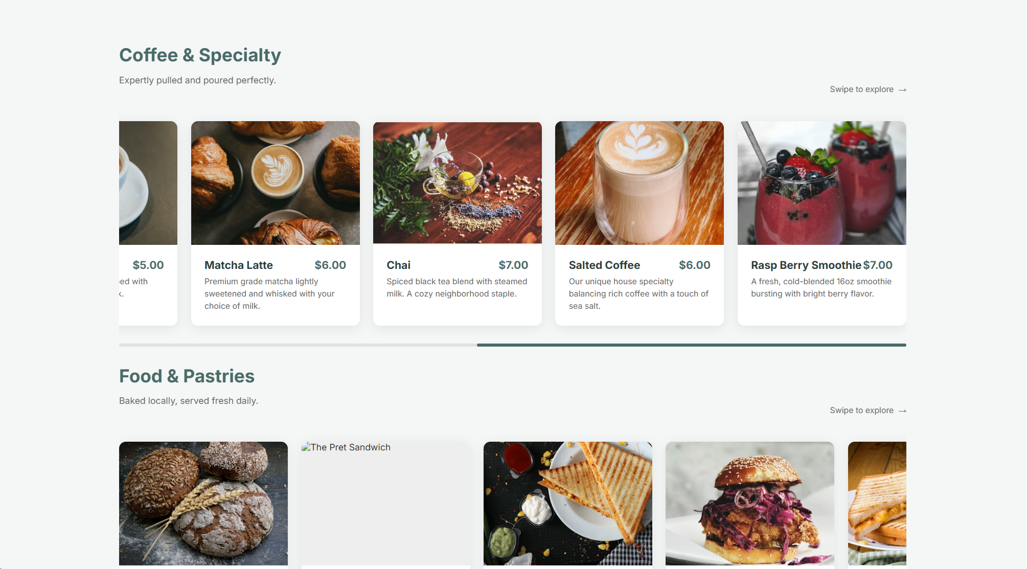Local business clear service menu and pricing layout