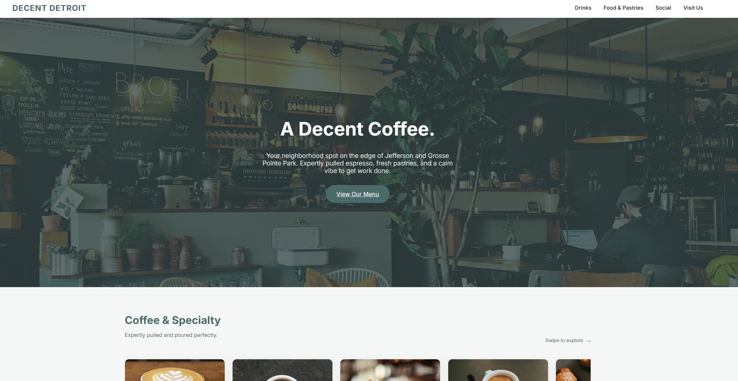 Local business service website homepage with clear call to action