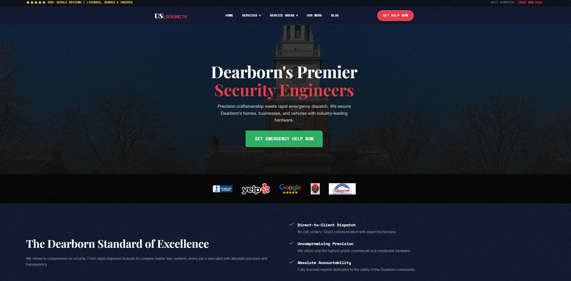 US Locksmith MI website screenshot