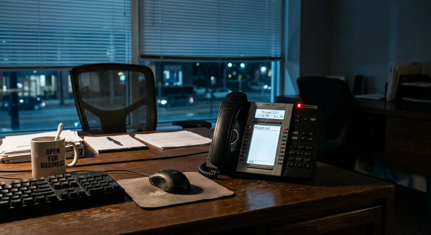 Mobile phone showing automated text back messages after a missed call
