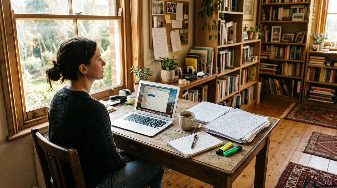 Professional reviewing grant proposals on a computer